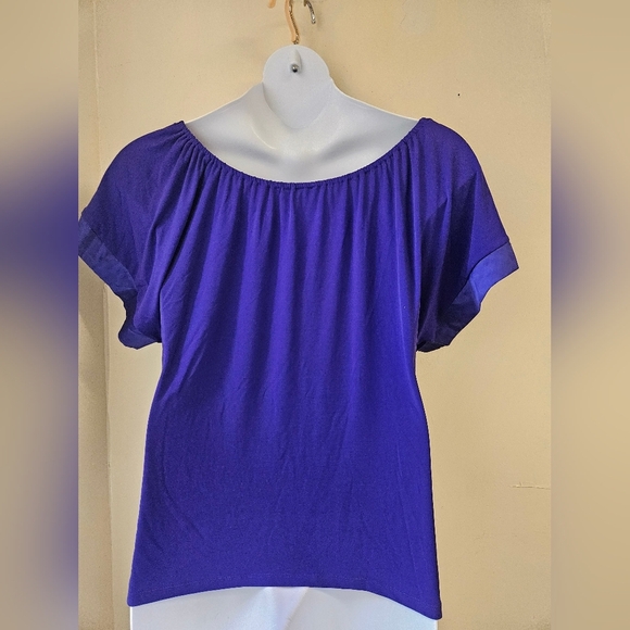 Express/ Purple Ruched Relaxed Blouse Women"s M NWT - Picture 2 of 6